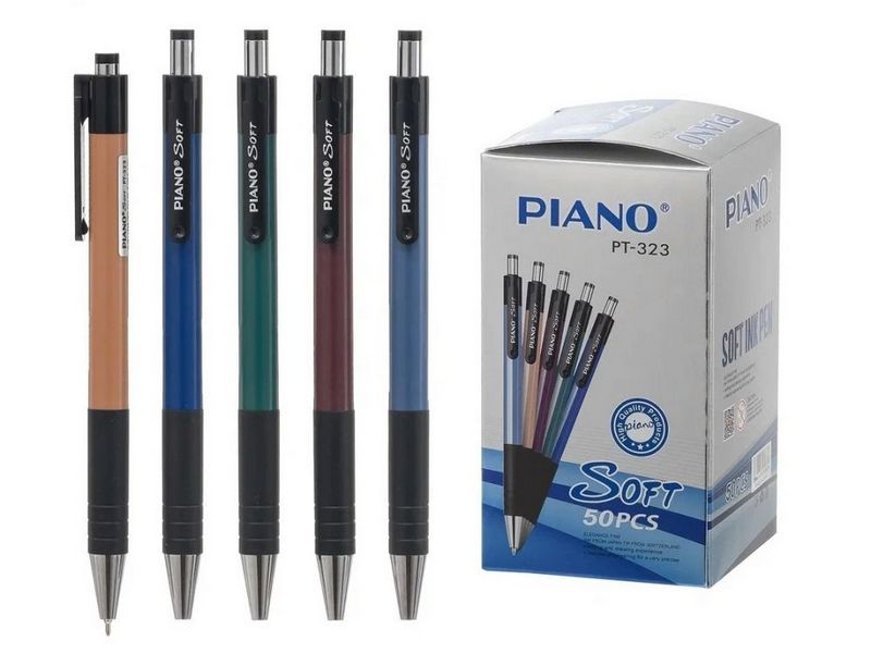 Ручка масляная автомат. «PIANO» цветной корпус 0,8 мм СИНЯЯ (50шт/уп)