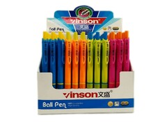 62488 [673]Ручка шариковая автомат. «VINSON» цветной корпус 0,8 мм СИНЯЯ (60шт/уп) 673