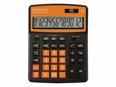 62564 [250478]Калькулятор настольный 12-разрядный "BRAUBERG EXTRA COLOR" 20,6*15,5 см черно-оранжевый