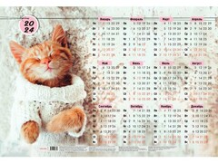 62835 [КН-6835]Календарь настенный листовой А2 «КОТИК В СВИТЕРЕ» (мелов. бумага)
