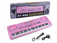 62922 [6106粉色]Синтезатор на бат. (заряд от USB) 61 клавиша с микрофоном 54*18*5 см в кор. 6106粉色
