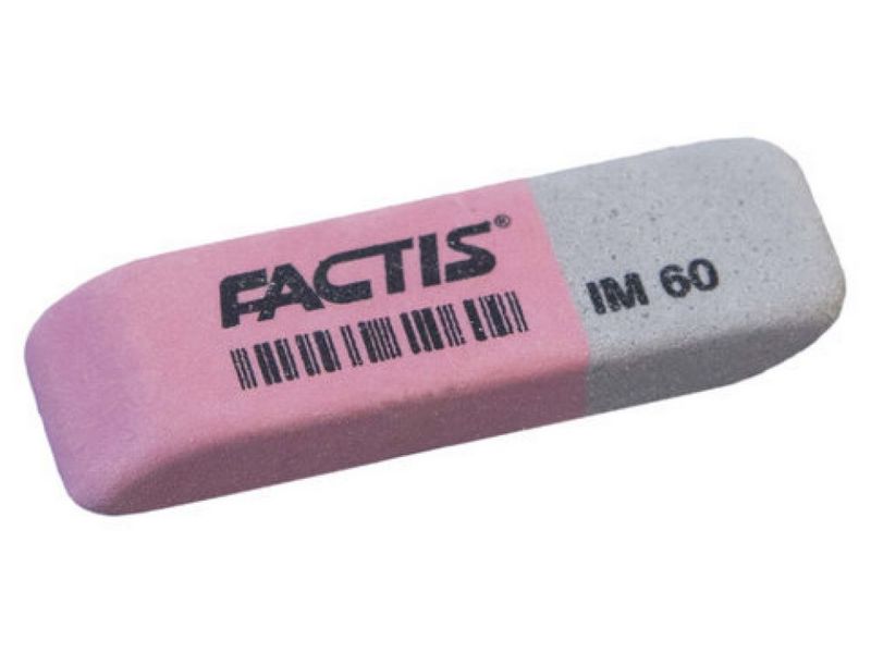 Ластик «FACTIS IM» прямоугольный, скошенные края красно-серый (60шт/уп)