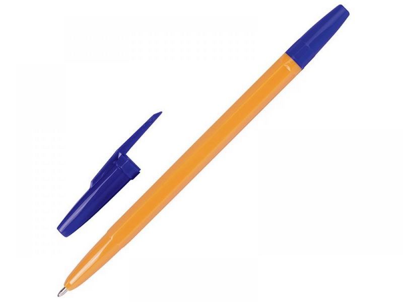 Ручка шариковая "КОРВИНА 51" желтый корпус 1 мм СИНЯЯ (50шт/уп)