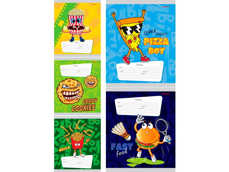 Тетрадь 18 л ЛИНИЯ «ЖИВОЙ ФАСТФУД» (мелов. картон, офсет)