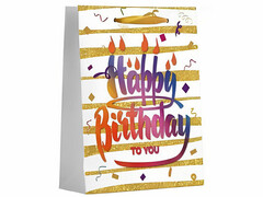 65979 [ПКП-6607]Пакет подарочный «HAPPY BIRTHDAY TO YOU» 31*40*12см (мат. лам., глиттер) ПКП-6607