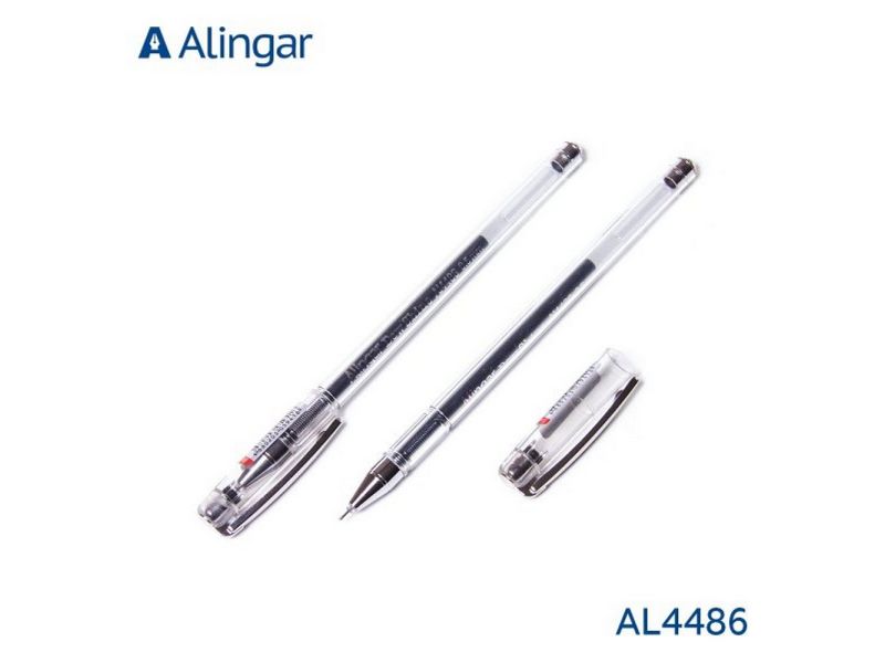 Ручка гелевая «ALINGAR DEW SHINE» прозрачный корпус 0,5 мм ЧЕРНАЯ (12шт/уп)