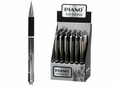 66647 [РТ-189]Ручка масляная автомат «PIANO» серебристый корпус 0,5 мм СИНЯЯ (24шт/уп)