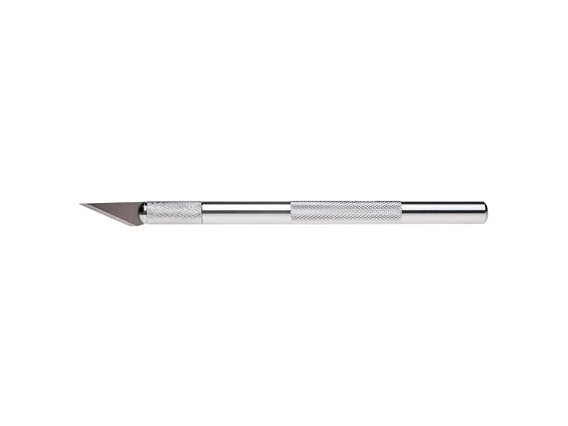 Нож-скальпель канцелярский+лезвия «Hatber» 37*9 мм (металл. корпус, диаметр 8 мм)