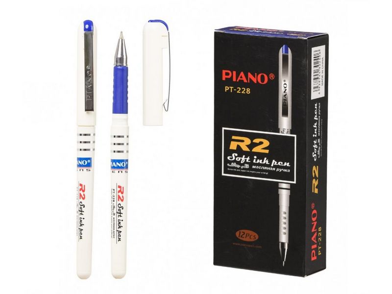 Ручка масляная «PIANO R2» молочный корпус 0,5 мм СИНЯЯ (12шт/уп)
