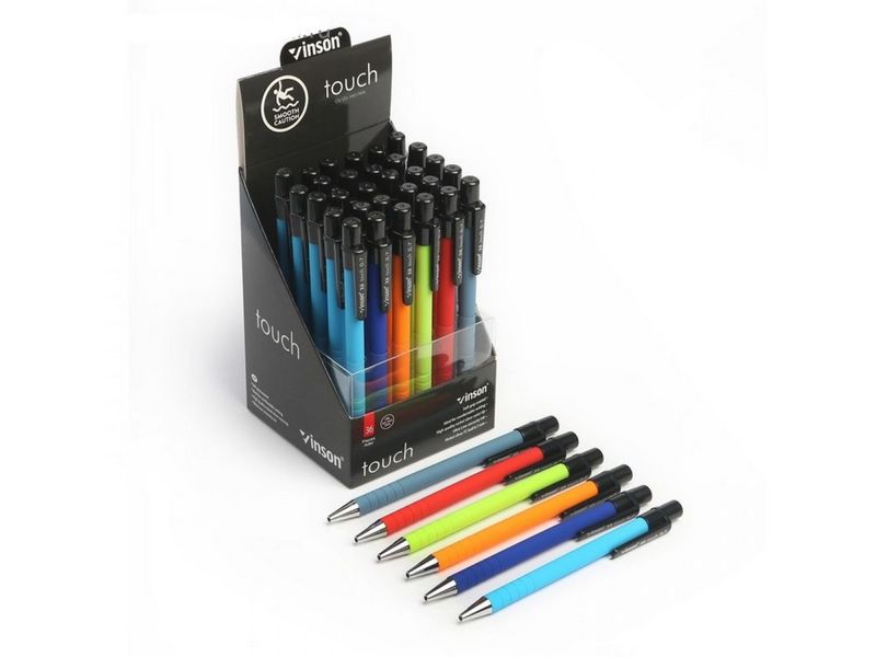 Ручка масляная автомат. «VINSON X6 touch» цветной soft корпус 0,7 мм СИНЯЯ (36шт/уп)