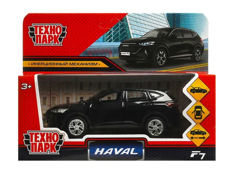 ТЕХНОПАРК Машина HAVAL "HAVAL F7" черный металл. инерц. 12 см (открыв. двери, багажник) в кор.