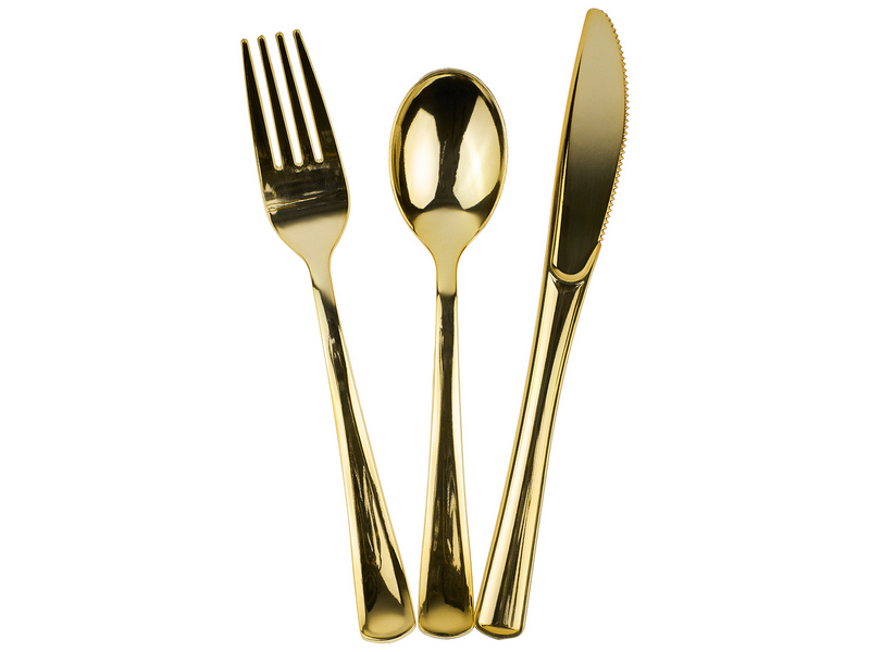 Набор столовых приборов золото металлик (вилки, ложки, ножи) 18 шт