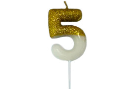 Свеча для торта цифра «5» (парафин) 6 см 90480
