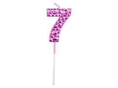Свеча для торта цифра «7» (парафин) 5 см розовая 90512