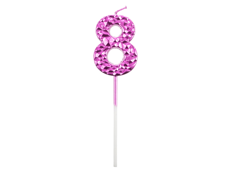 Свеча для торта цифра «8» (парафин) 5 см розовая 90513