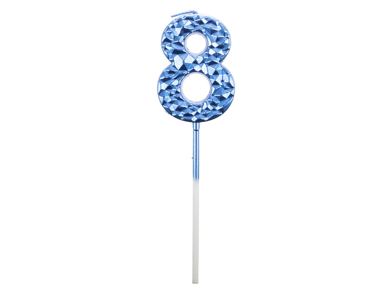 Свеча для торта цифра «8» (парафин) 5 см синяя 90523