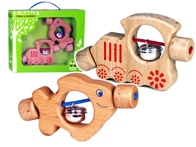 Зеленая игрушка. Погремушка. Паровоз и Рыбка