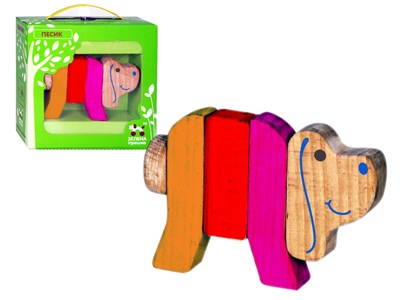 Зеленая игрушка. Пирамидка. Песик мал.