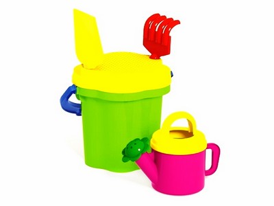Песочный набор № 128 (ведро 1,5 л, сито, совок 21 см, грабли 20 см, лейка 0,4 л)