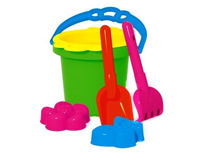 Песочный набор № 153 (ведро 0,8 л, сито, совок 19 см, грабли 19 см, 2 формочки)