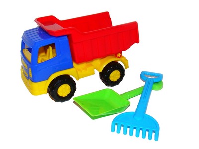 Набор №303: "Тёма", автомобиль-самосвал + лопатка малая №3, грабельки малые №3