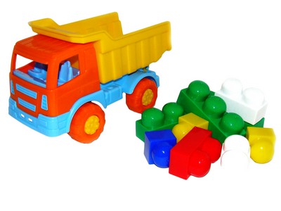 Набор №192: "Салют", автомобиль-самосвал + конструктор "Юниор" 9 элементов