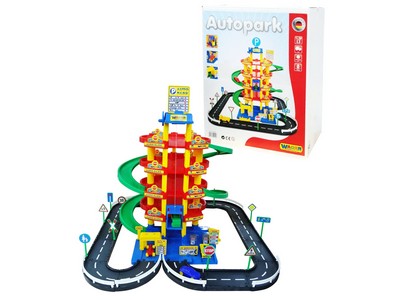 Паркинг 5-уровневый с дорогой и автомобилями в коробке