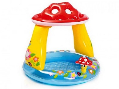 Бассейн с надувным дном "МУХОМОР" с навесом 102*89см, 5л 57114NP