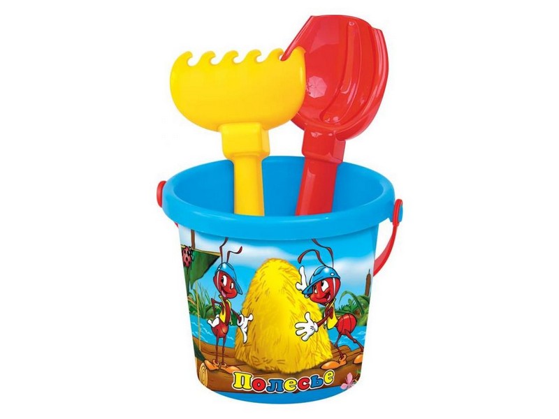 Набор №219: ведро малое с наклейкой, совок №2, грабельки №2