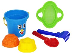 Набор №39: ведро малое, ситечко-цветок, совок №2, грабельки №2, 2 формочки