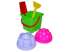 Набор №61: ведро-крепость малое, лопатка малая №3, грабельки малые №3, 2 формочки