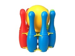 НАБОР КЕГЛЕЙ 9шт на держателе + 1 большой мяч (сетка) И-8264