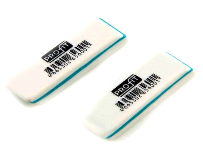 Ластик синтетич. каучук БЕЛЫЙ с полосой 52*14*8мм (36шт/уп)