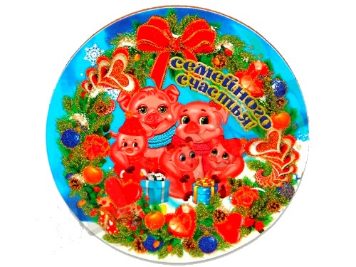 Сувенирный однослойный магнит ''Многодетная семья хрюшек" Т-9630