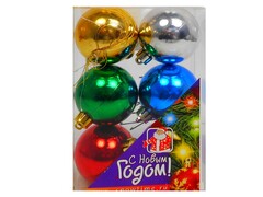 26709 [52-00102-048]ШАР 50ММ БЛЕСТЯЩИЙ 6ШТ 6ЦВ ПРОЗРАЧНАЯ КОРОБКА