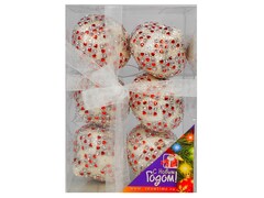 26726 [02-0328]КУПОЛ 85ММ ПЕНОПЛАСТ С КВАДРАТАМИ И КРАСНЫМИ ТОЧКАМИ БЕЛЫЙ 6ШТ ПРОЗРАЧНАЯ КОРОБКА