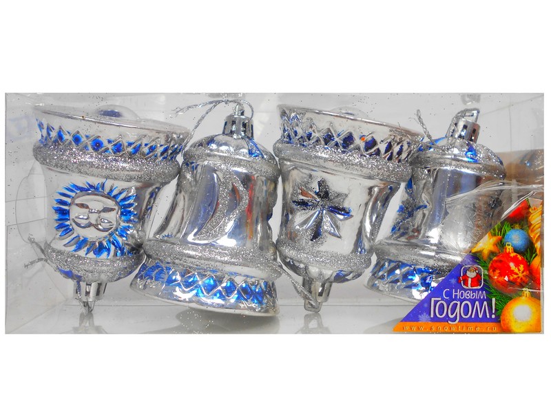 КОЛОКОЛ 70ММ СОЛНЦЕ, БЛЕСТЯЩИЙ/МАТОВЫЙ 4ШТ 1ЦВ ПРОЗРАЧНАЯ КОРОБКА