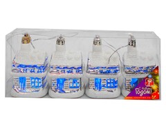 26733 [35-0035]УКРАШЕНИЕ ДОМИК 80MM БЛЕСТЯЩИЙ 4ШТ 1ЦВ ПРОЗРАЧНАЯ КОРОБКА