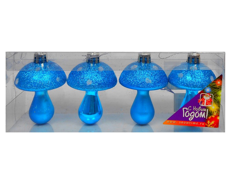 УКРАШЕНИЕ ГРИБЫ 60MM 4ШТ ПРОЗРАЧНАЯ КОРОБКА