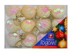 26742 [36-0103]ШАР 25ММ ПЕНОПЛАСТ С КРУГЛЫМИ ДИСКАМИ ЦВЕТ ПЕРЛАМУТР 12ШТ ПРОЗРАЧНАЯ КОРОБКА