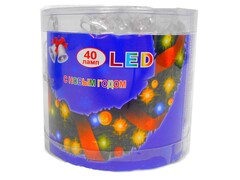 26753 [4028/10]Гирлянда нить диод 40 ламп МАЛЫЙ ЦВЕТОК 3м, цвет мульти, с переходником в тубе