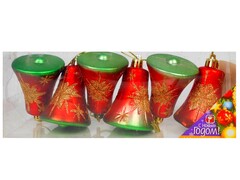 26769 [53-00168-021]КОЛОКОЛ 70ММ ДВУХЦВЕТНЫЙ СО СНЕЖИНКОЙ, МАТОВЫЙ 6ШТ 1ЦВ ПРОЗРАЧНАЯ КОРОБКА