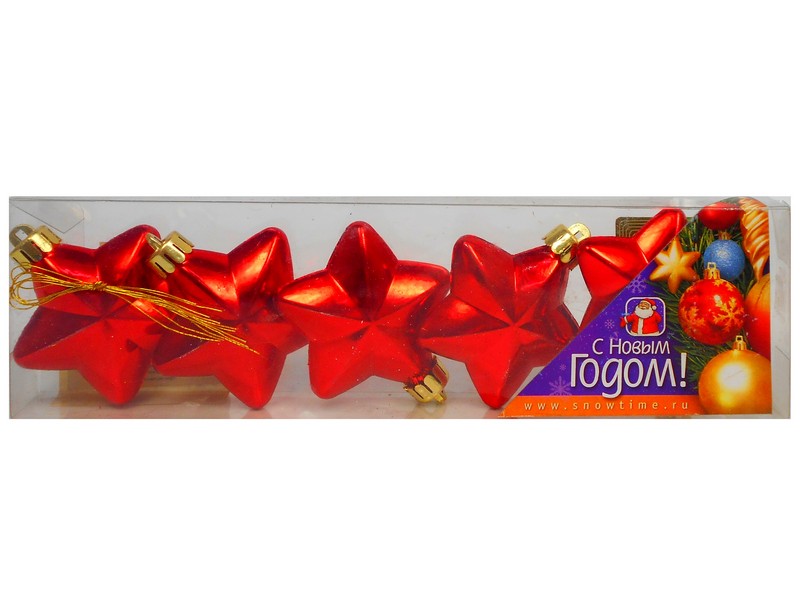 ЗВЕЗДА 60ММ БЛЕСТЯЩАЯ С ГРАНЯМИ 6ШТ ЦВЕТ КРАСНЫЙ/СИНИЙ/ФИОЛЕТОВЫЙ/ЗОЛОТОЙ/СЕРЕБРЯНЫЙ ПРОЗРАЧНАЯ КОРОБКА