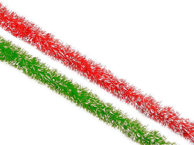 МИШУРА 1,7М*3с*6СМ*6р ШИРОКАЯ СО СВЕТЛЫМИ КОНЧИКАМИ В АССОРТ. (ЗЕЛЕНАЯ, КРАСНАЯ)