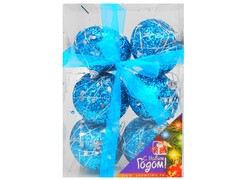 26790 [02-0332]КУПОЛ 85ММ ПЕНОПЛАСТ С БЕЛЫМ УЗОРОМ БИРЮЗОВЫЙ 6ШТ ПРОЗРАЧНАЯ КОРОБКА