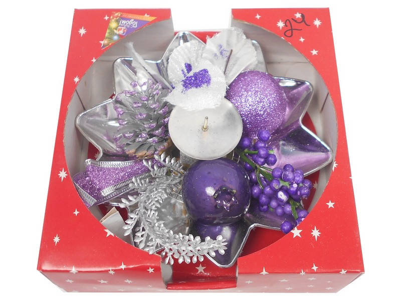 ПОДСВЕЧНИК 16.5 СМ НА 1 СВЕЧКУ СИРЕНЕВЫЙ С ШИШКОЙ И ВИНОГРАДОМ