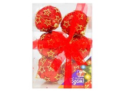 26793 [02-0299]КУПОЛ 80ММ ПЕНОПЛАСТ С ПОЛОСКАМИ КРАСНЫЙ 6ШТ ПРОЗРАЧНАЯ КОРОБКА