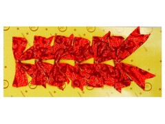 26797 [52-00469-73]БАНТ 9СМ КРАСНЫЙ С УЗОРОМ 6ШТ В ПАКЕТЕ