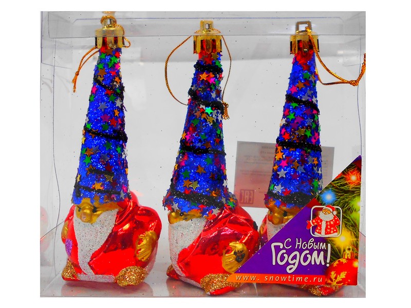 ДЕД МОРОЗ 110ММ БЛЕСТЯЩИЙ 3ШТ 1ЦВ ПРОЗРАЧНАЯ КОРОБКА