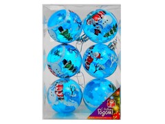 26801 [35-0165]ШАР 60ММ С РИСУНКОМ СНЕЖИНКИ  6ШТ 1ЦВ ПРОЗРАЧНАЯ КОРОБКА